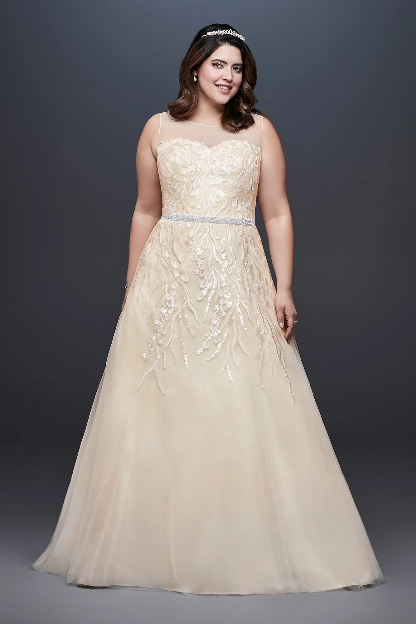 Sequin Vines Tulle Ball Gown Wedding Dress - Image 3