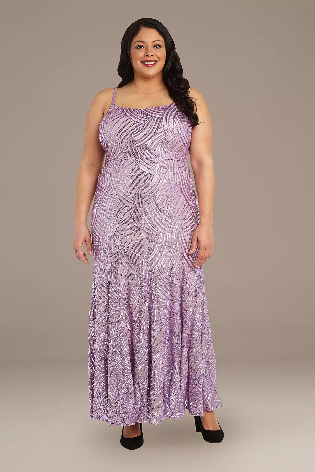Sequin Weave Mermaid Gown with Lace-Up Back - Image 3