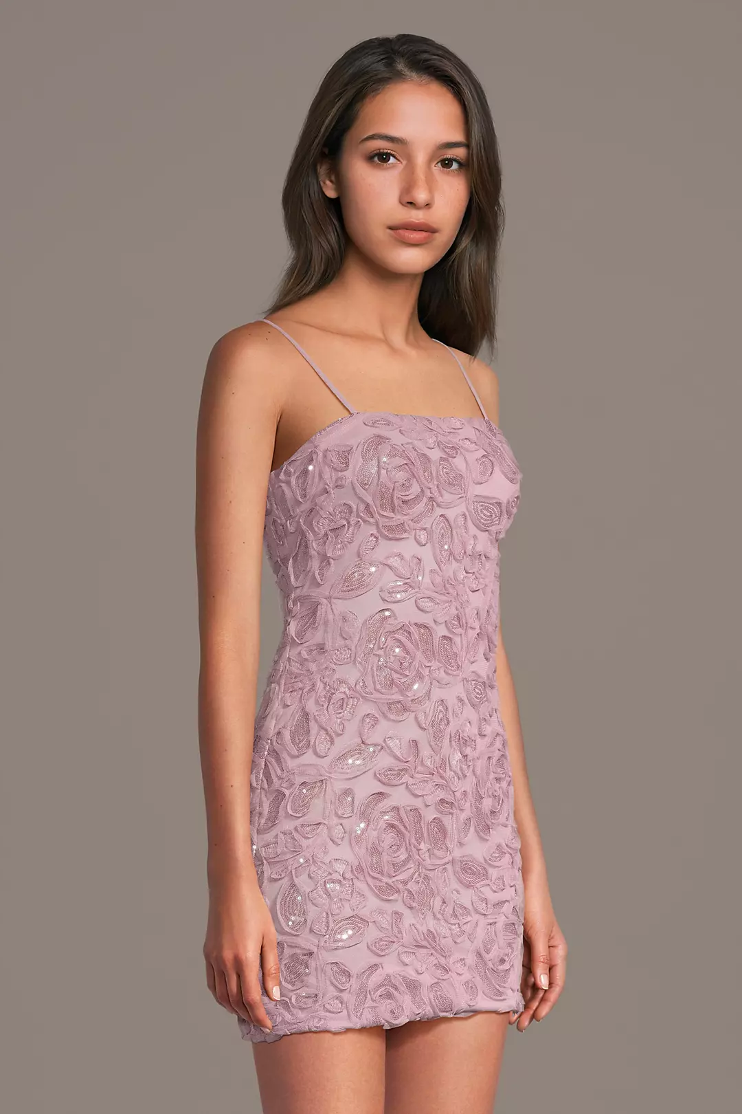 Sequined Floral Soutache Mini Dress - Image 2