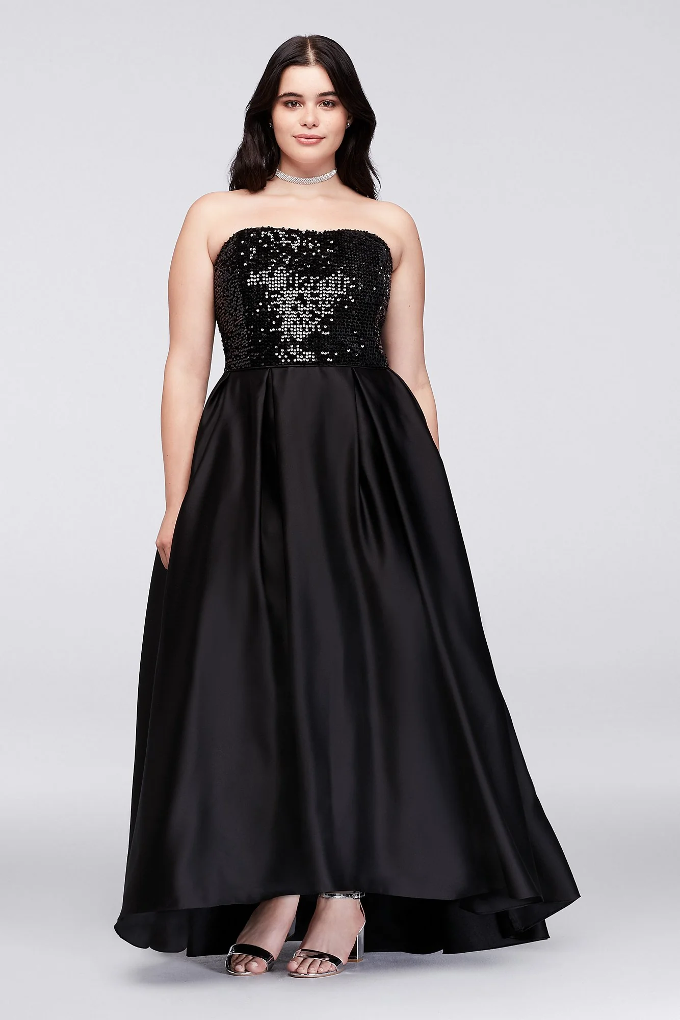 Sequined Satin Strapless Ball Gown - Image 3