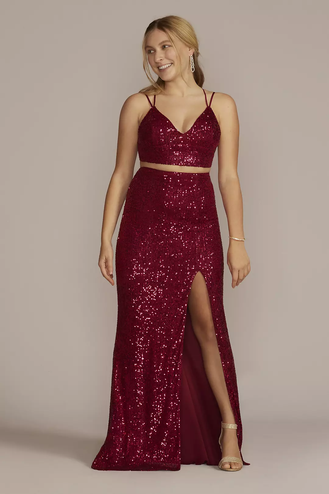 Sequined Two-Piece Set with Sheath Skirt - Image 4