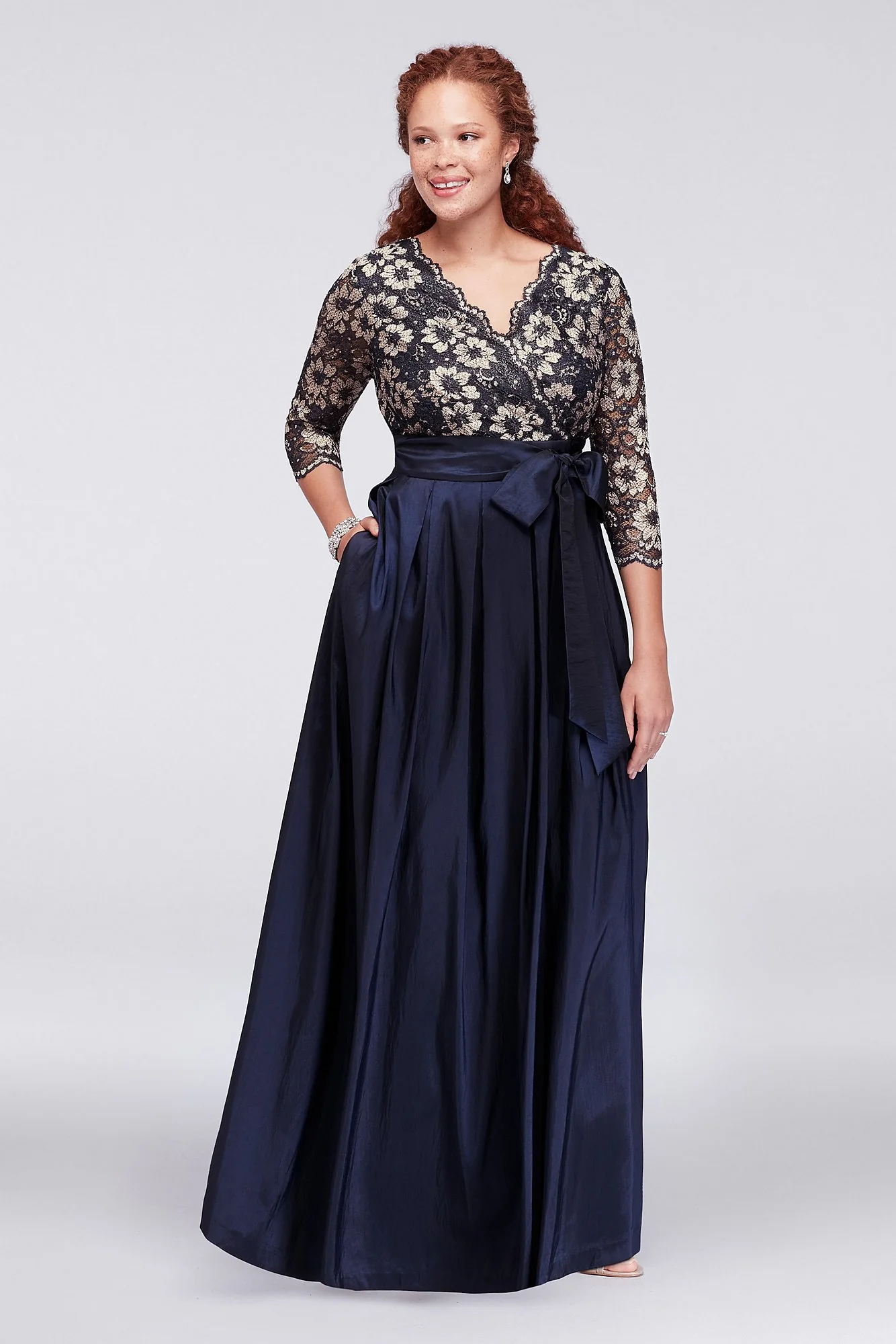 Shantung and Floral Lace Ball Gown - Image 4