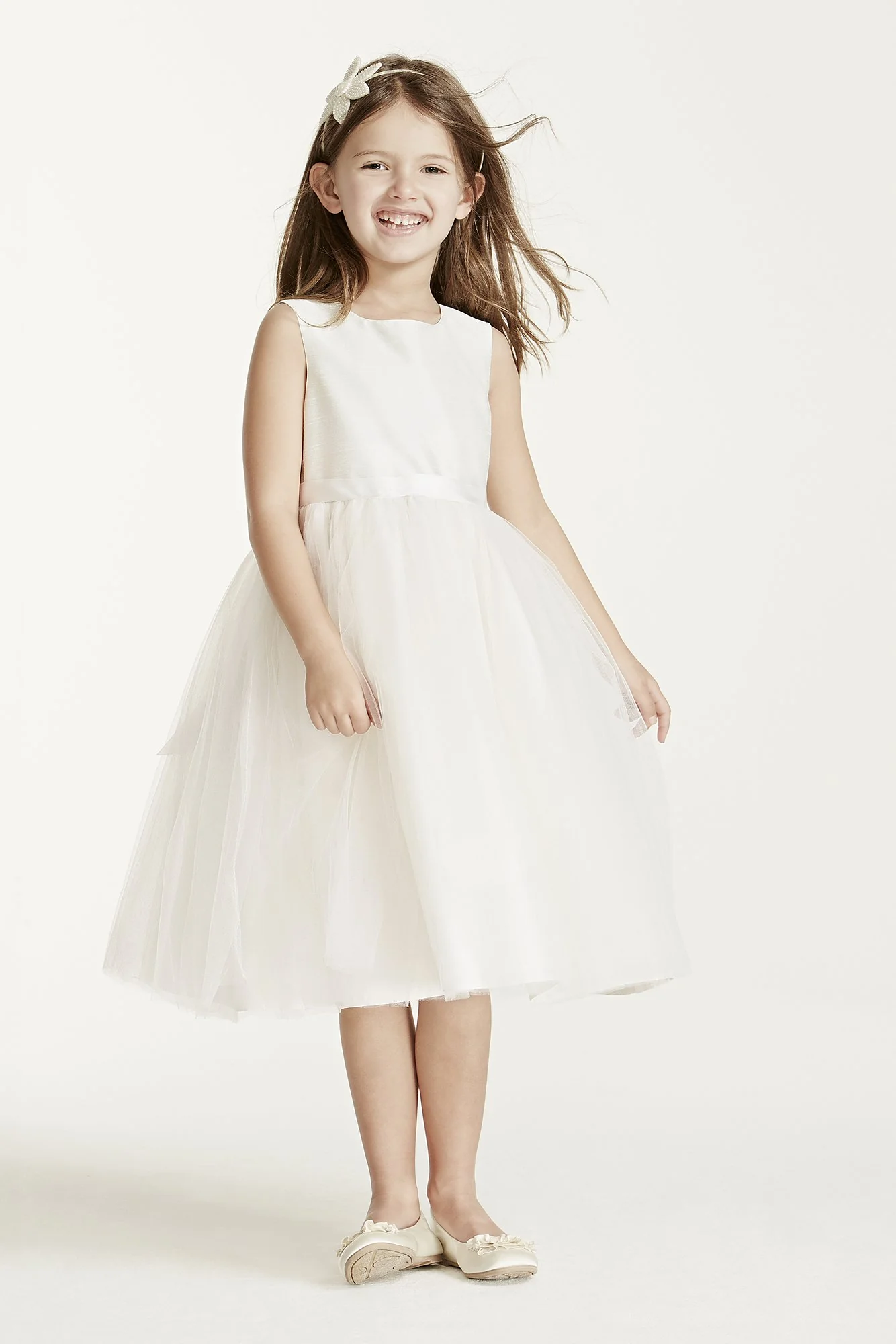 Shantung Tank Dress with Full Tulle Skirt