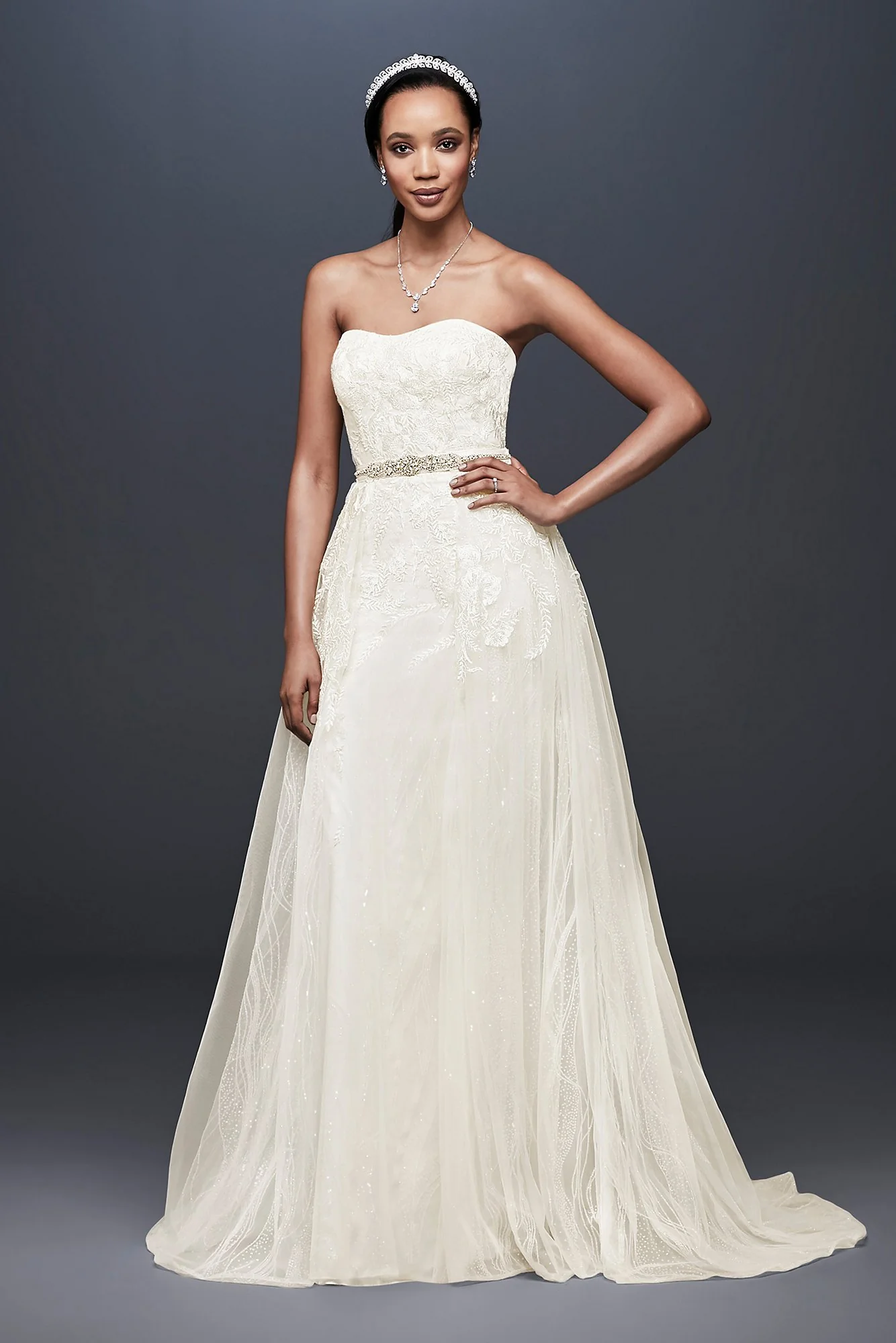 Sheath Wedding Dress with Detachable Overskirt - Image 2