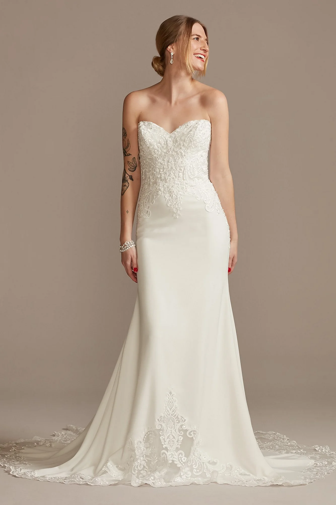 Lace Sheer Beaded Bodice Wedding Dress - Image 6