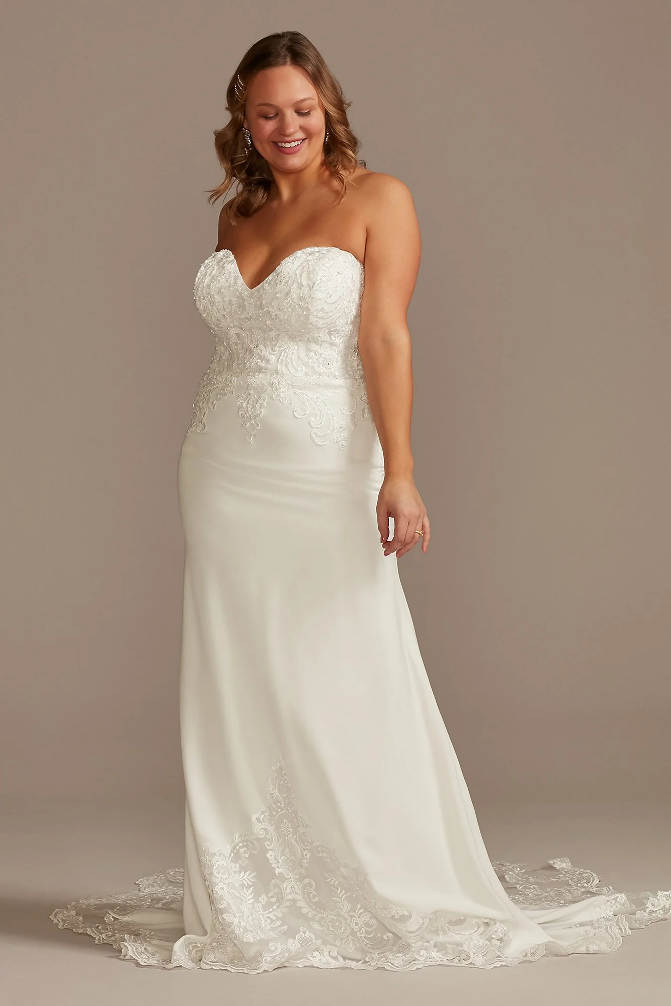 Lace Sheer Beaded Bodice Wedding Dress - Image 7