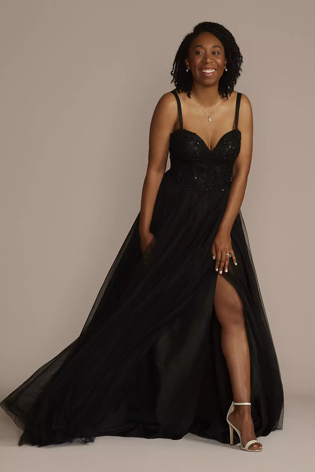Sheer Boned Bodice Spaghetti Strap Wedding Dress - Image 18