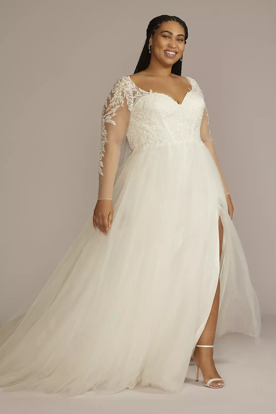 Sheer Boned Bodice Spaghetti Strap Wedding Dress - Image 28