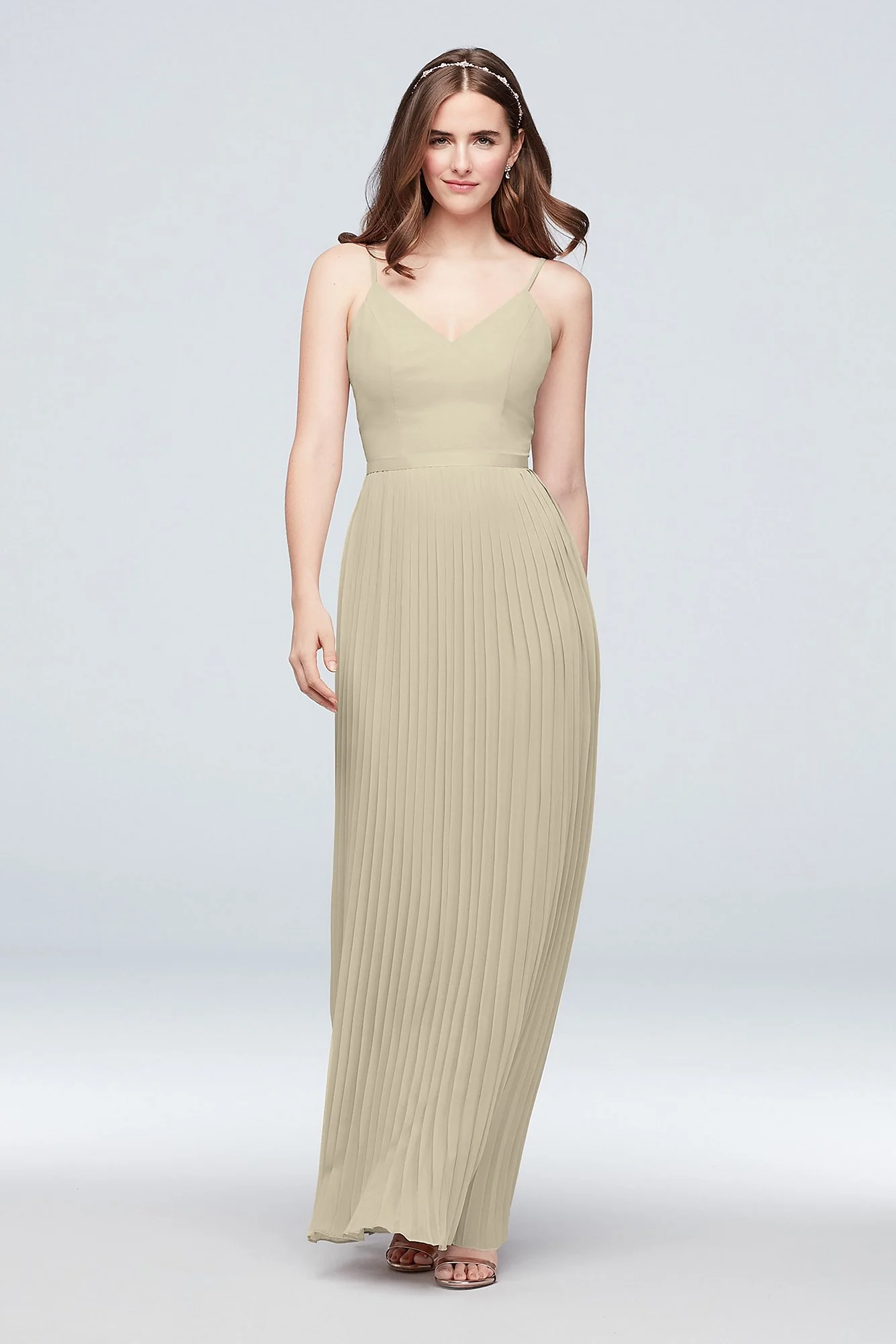 Sheer Chiffon Bridesmaid Dress with Pleated Skirt - Image 46