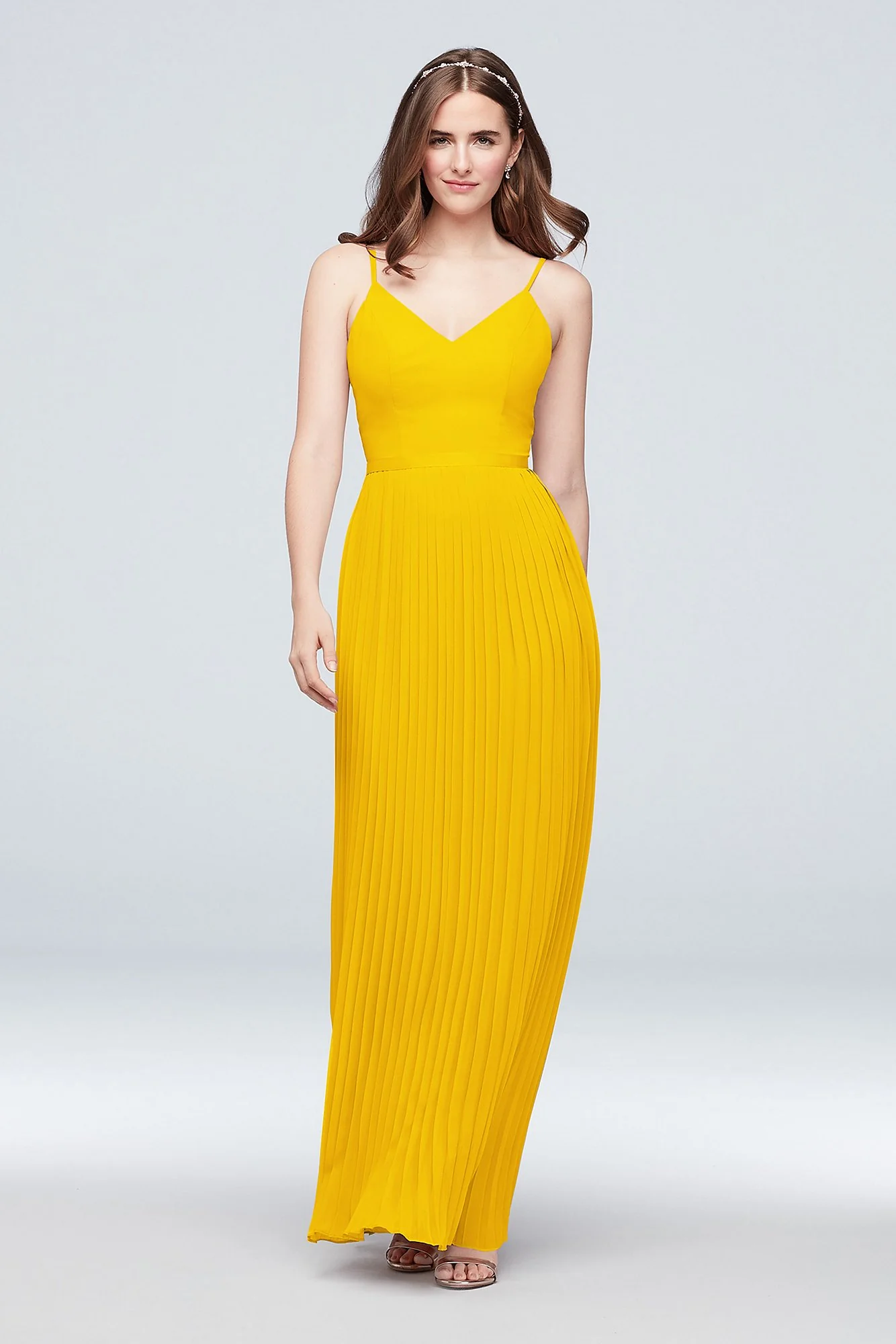 Sheer Chiffon Bridesmaid Dress with Pleated Skirt - Image 53