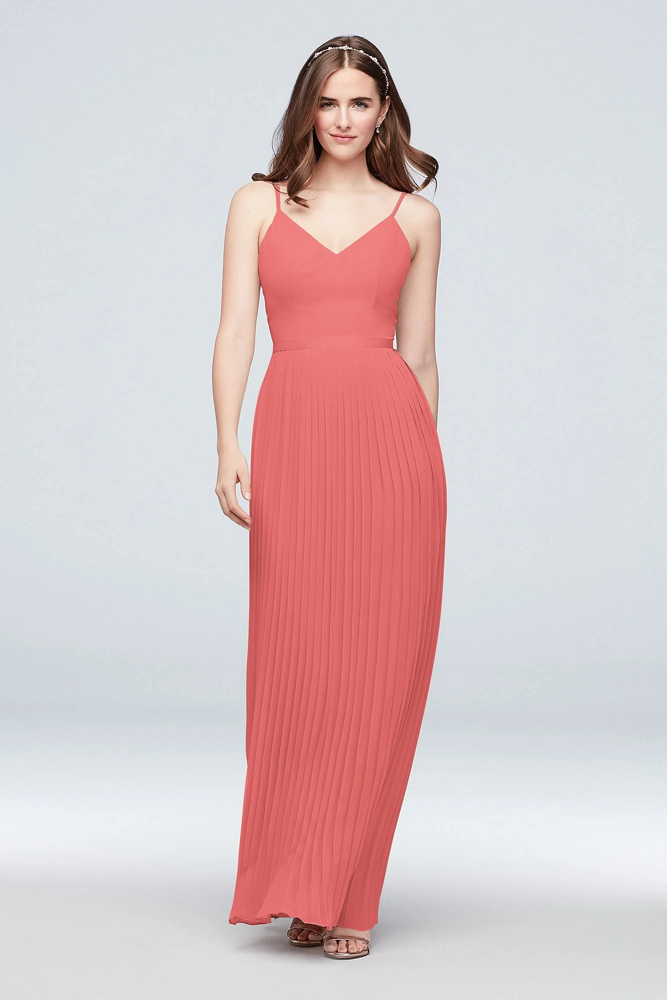 Sheer Chiffon Bridesmaid Dress with Pleated Skirt - Image 87