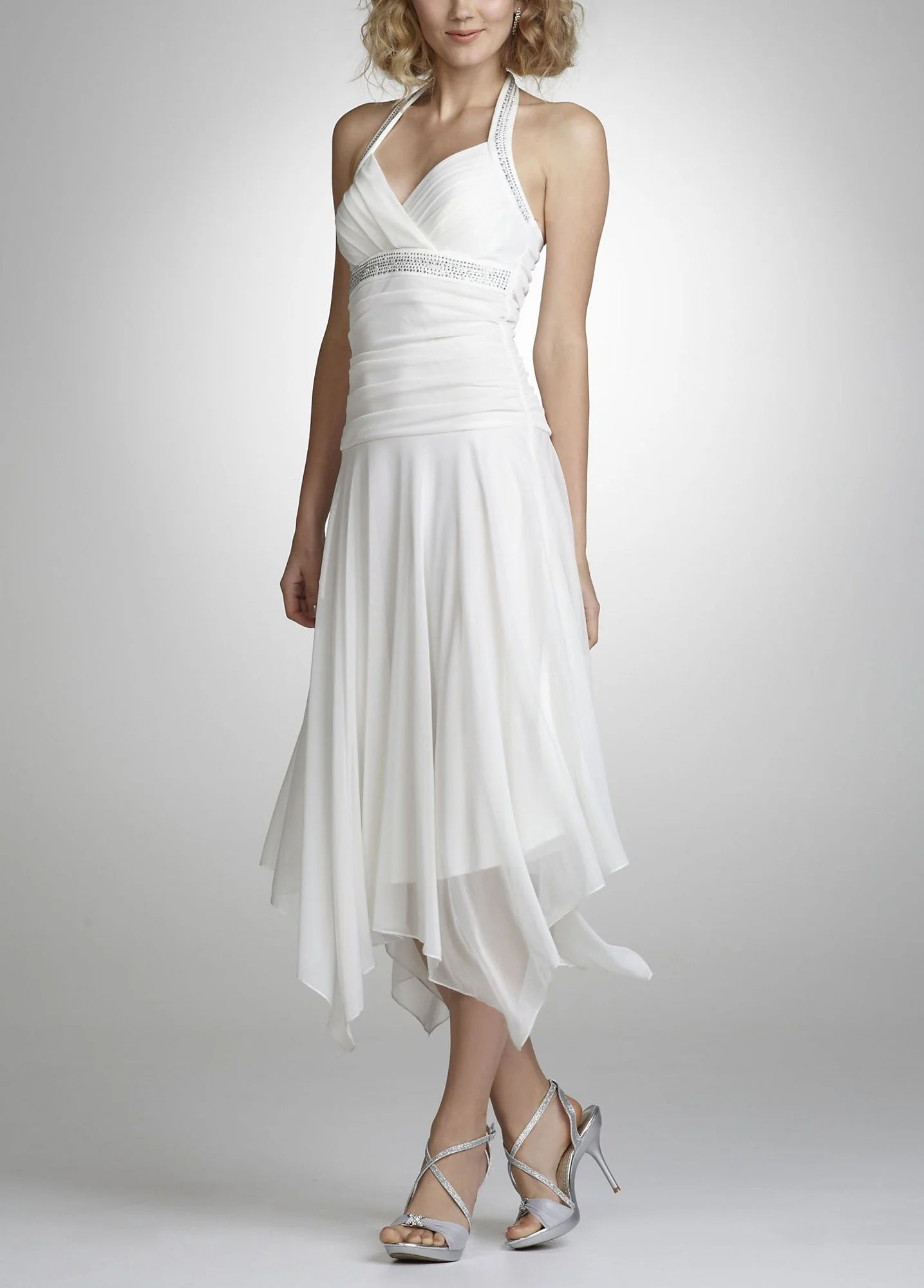Sheer Matte Jersey Halter Dress with Hanky Hem