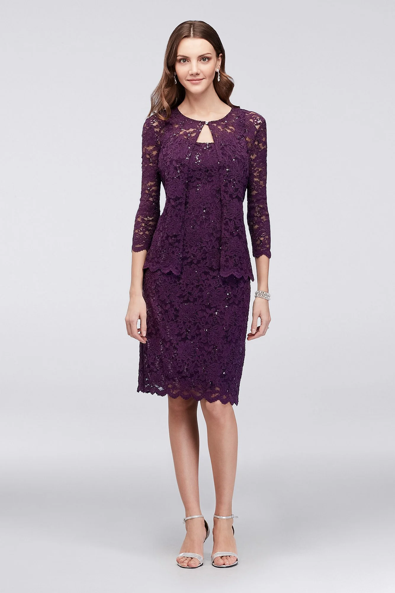 Shift Sequin Lace Dress with Matching Jacket