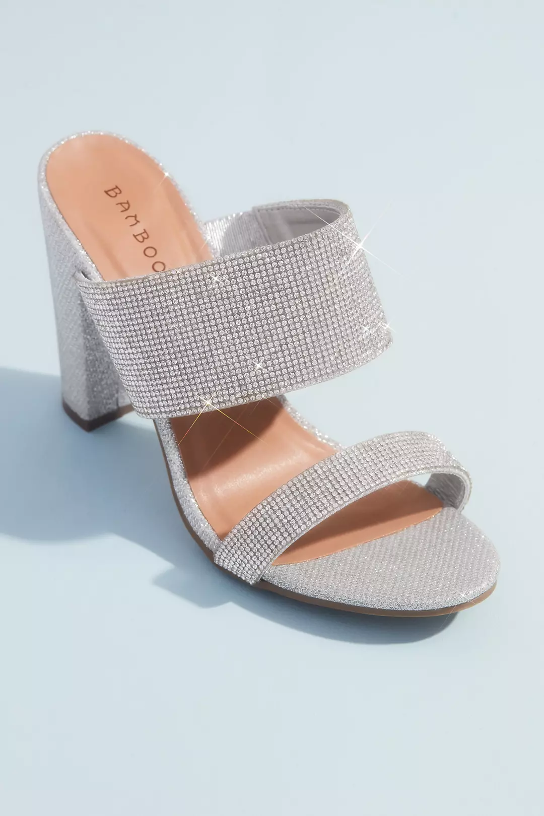 Shimmer Metallic High Block Heel Mule Sandals - Image 2
