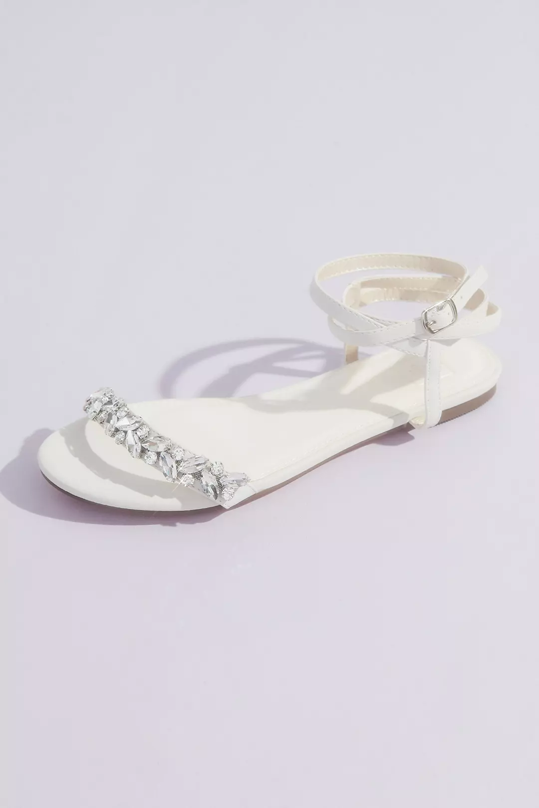 Shimmery Wrap-Around Flat Sandals with Crystals - Image 2