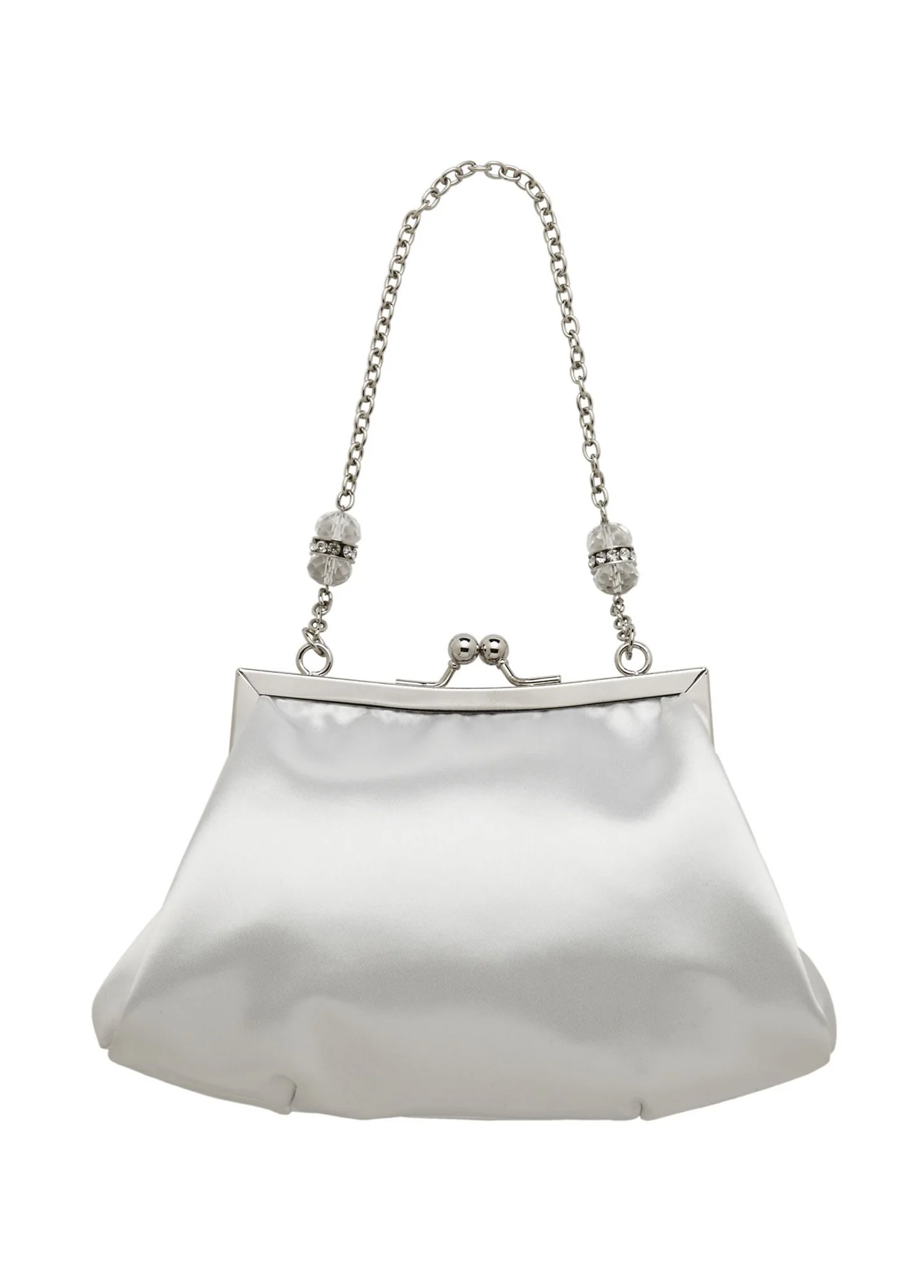 Shiny Satin Crystal Beaded Top Handle Bag