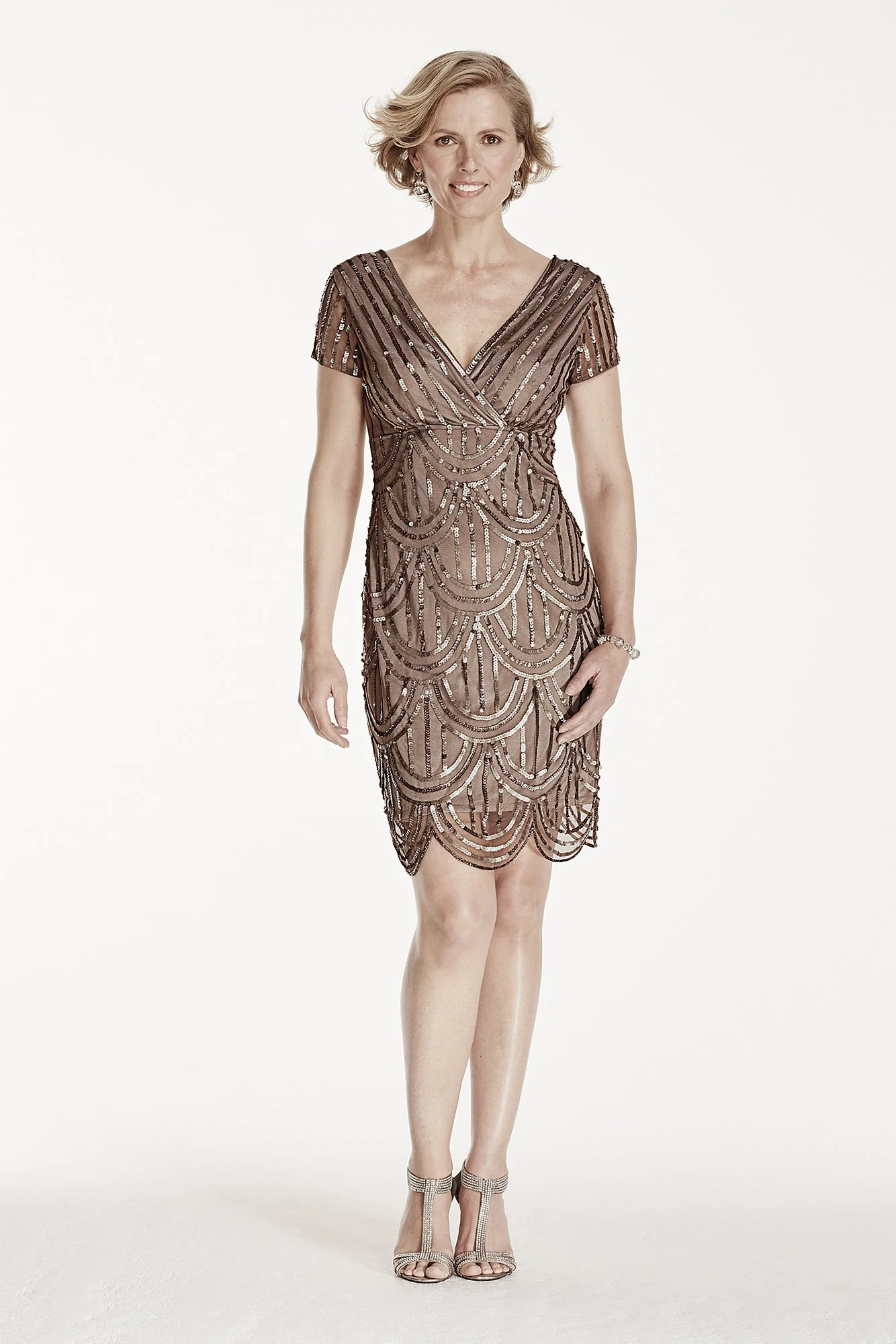 Short Cap Sleeve Dress with Sequin Detail - Image 3