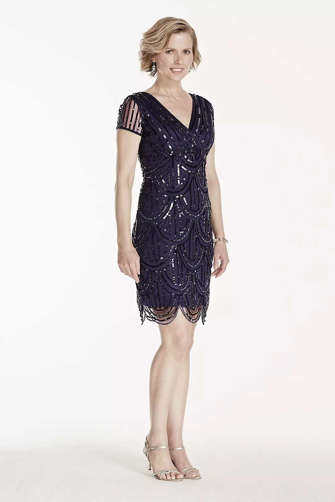 Short Cap Sleeve Dress with Sequin Detail - Image 9