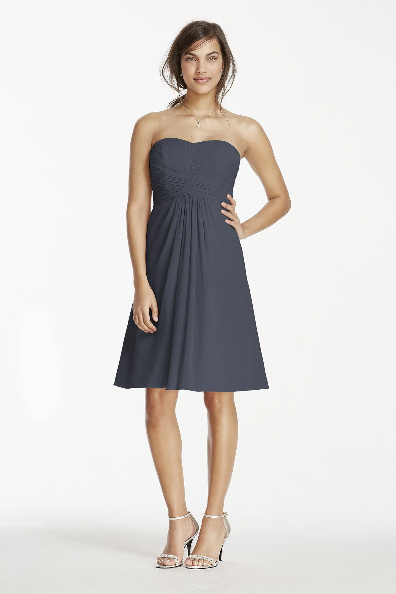 Short Chiffon Dress with Pleated Bodice - Image 20