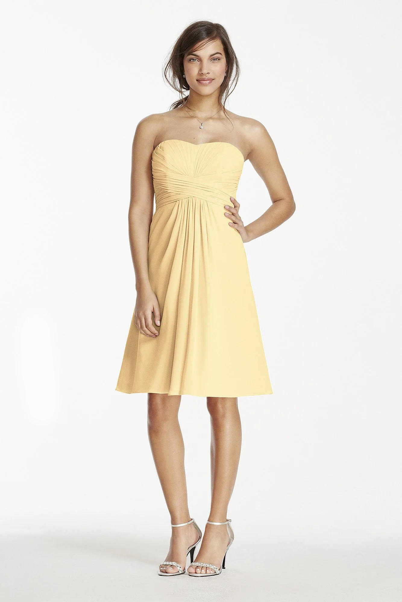 Short Chiffon Dress with Pleated Bodice - Image 27