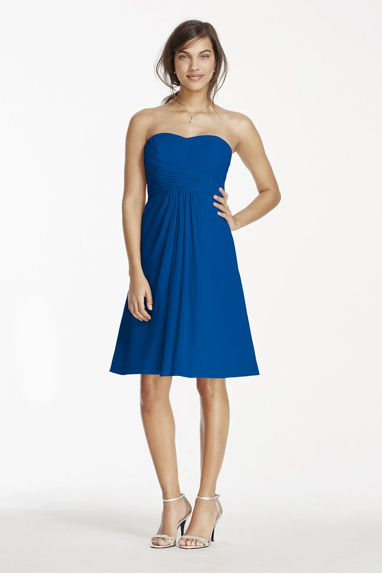Short Chiffon Dress with Pleated Bodice - Image 51