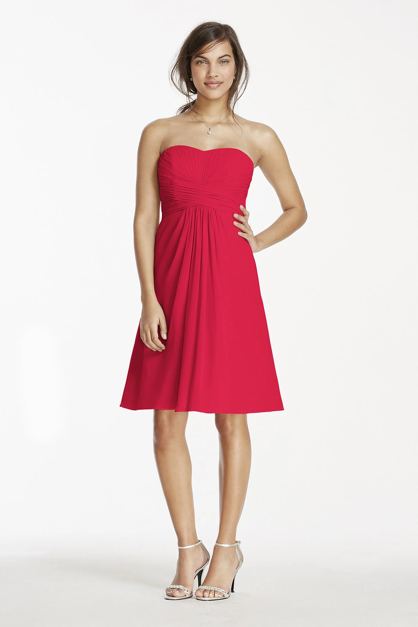 Short Chiffon Dress with Pleated Bodice - Image 56