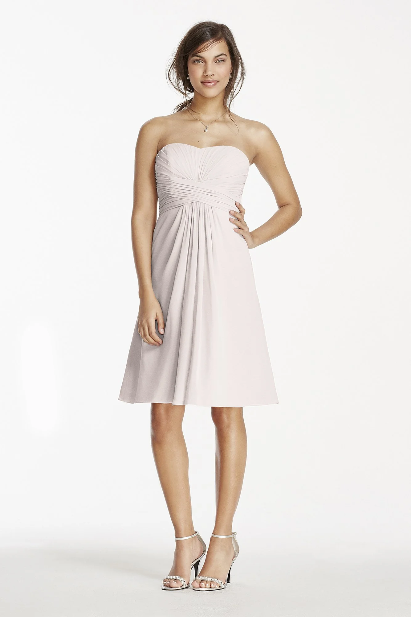 Short Chiffon Dress with Pleated Bodice - Image 57
