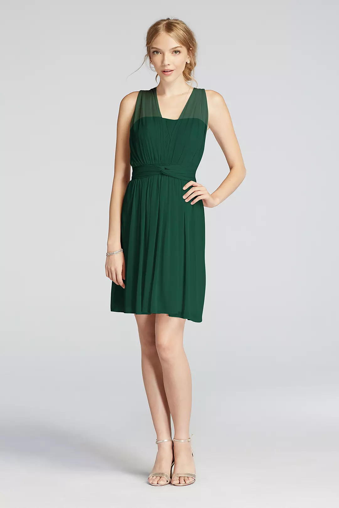 Short Convertible Mesh Dress with Pleats - Image 19