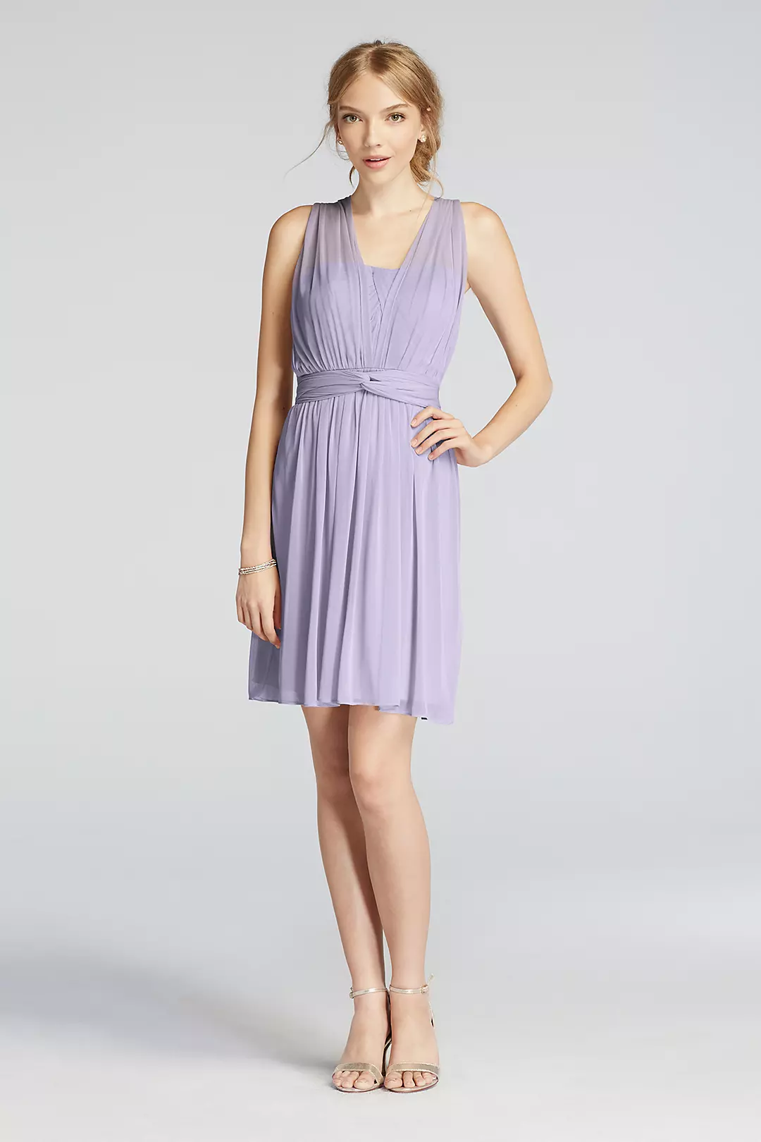 Short Convertible Mesh Dress with Pleats - Image 7
