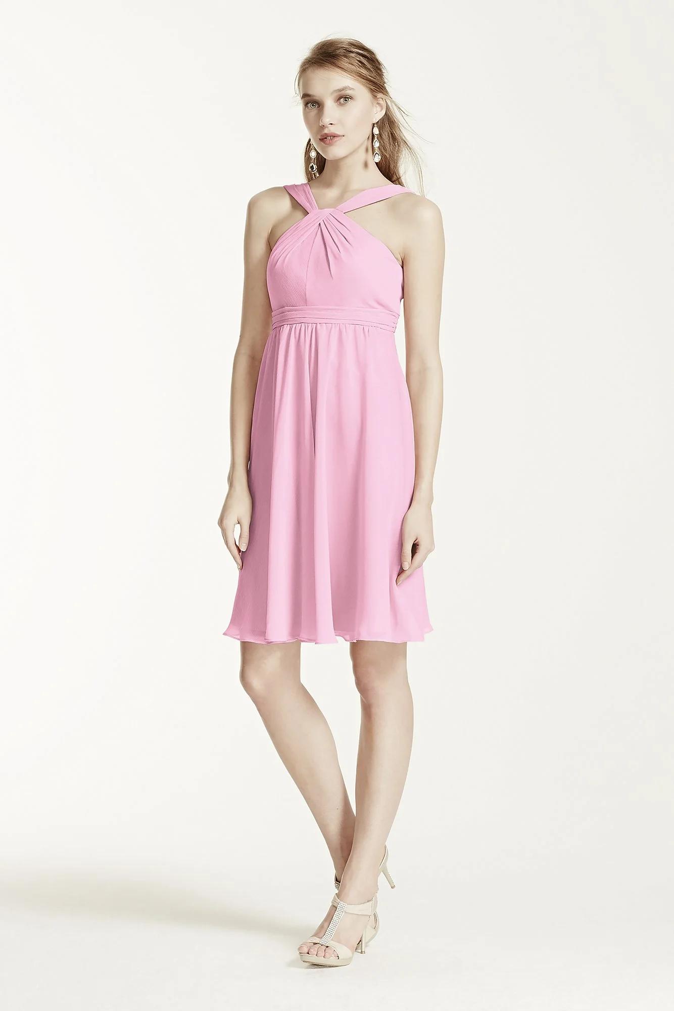 Short Crinkle Chiffon Bridesmaid Dress with Halter - Image 10