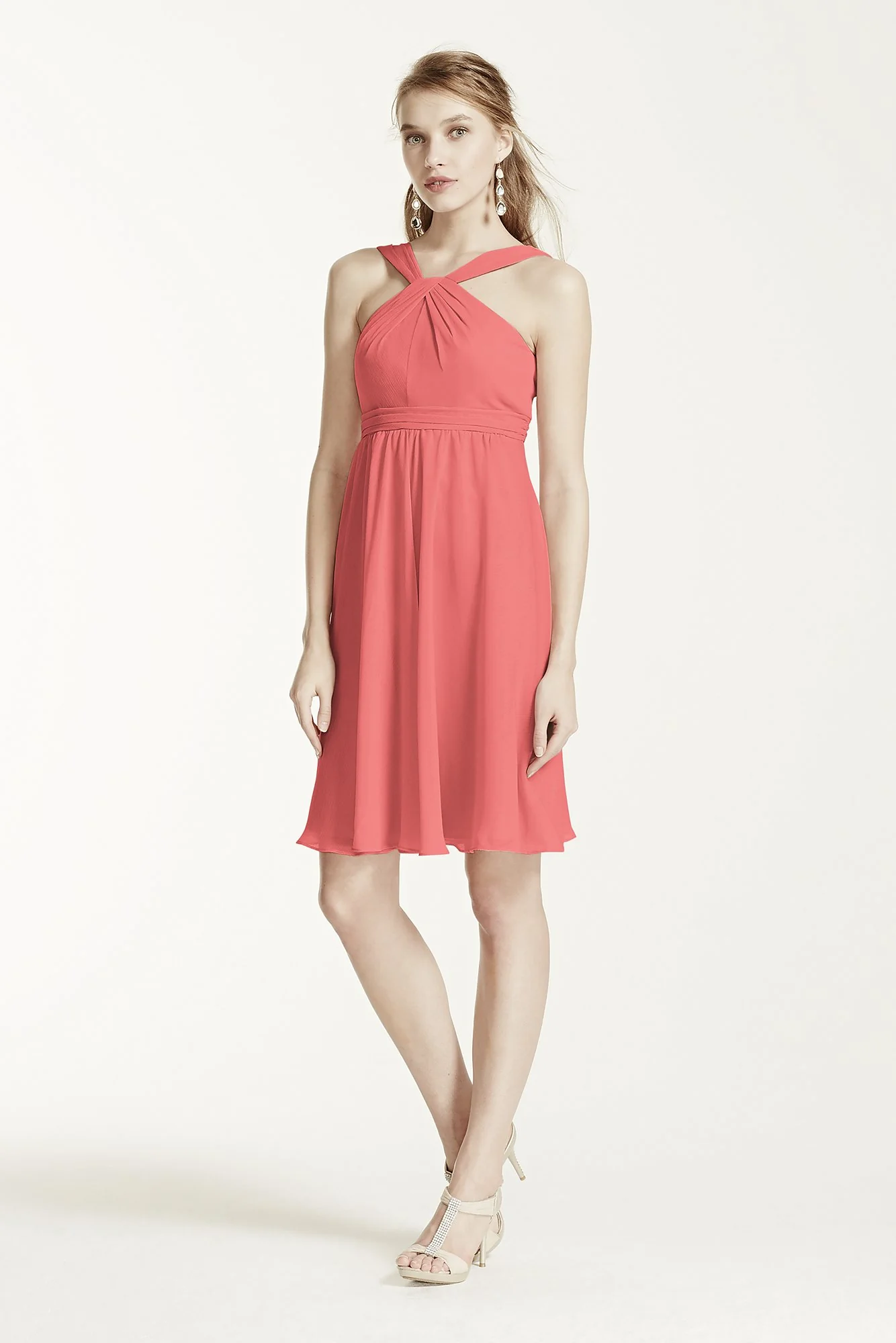 Short Crinkle Chiffon Bridesmaid Dress with Halter - Image 101