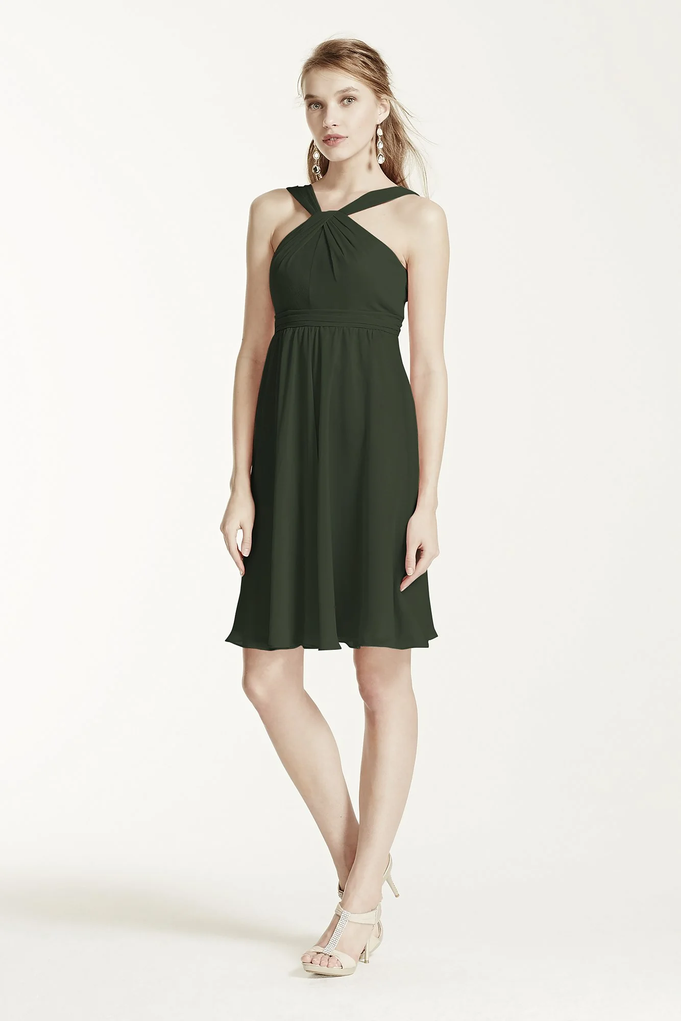 Short Crinkle Chiffon Bridesmaid Dress with Halter - Image 104