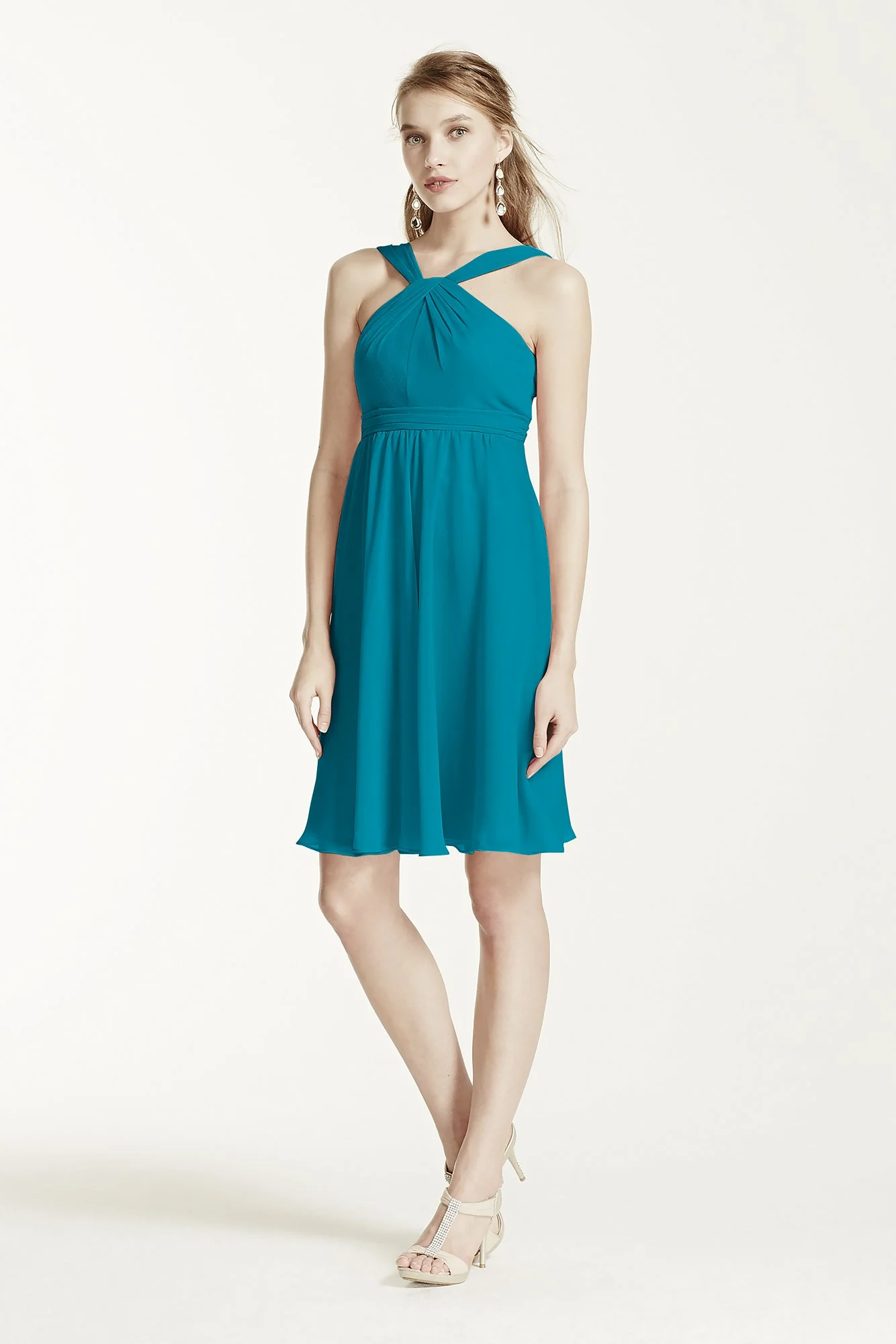 Short Crinkle Chiffon Bridesmaid Dress with Halter - Image 105