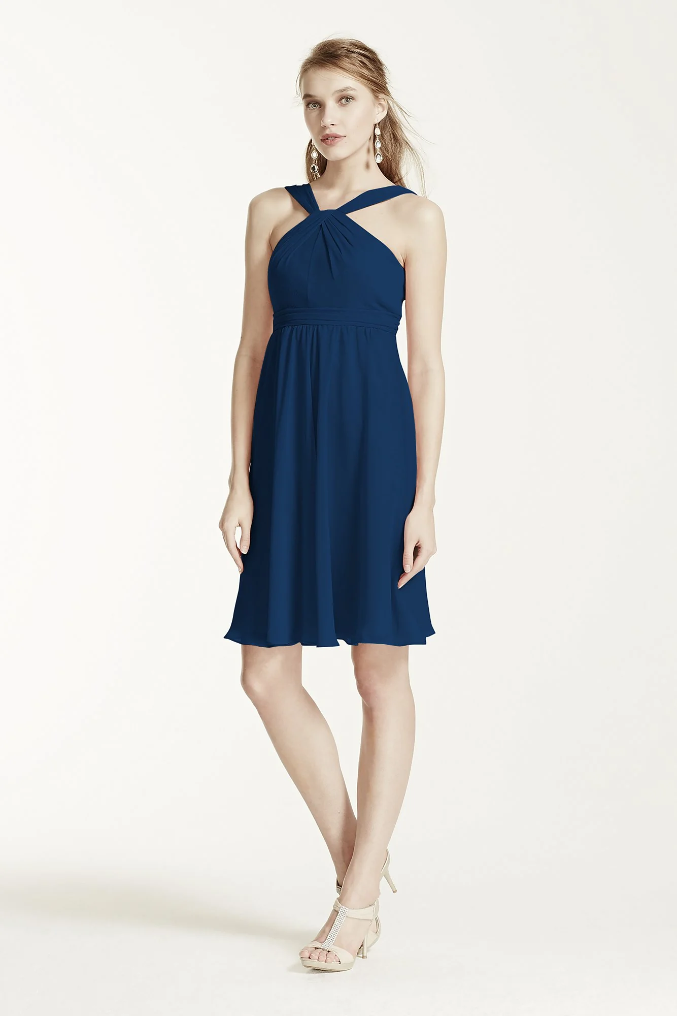 Short Crinkle Chiffon Bridesmaid Dress with Halter - Image 109