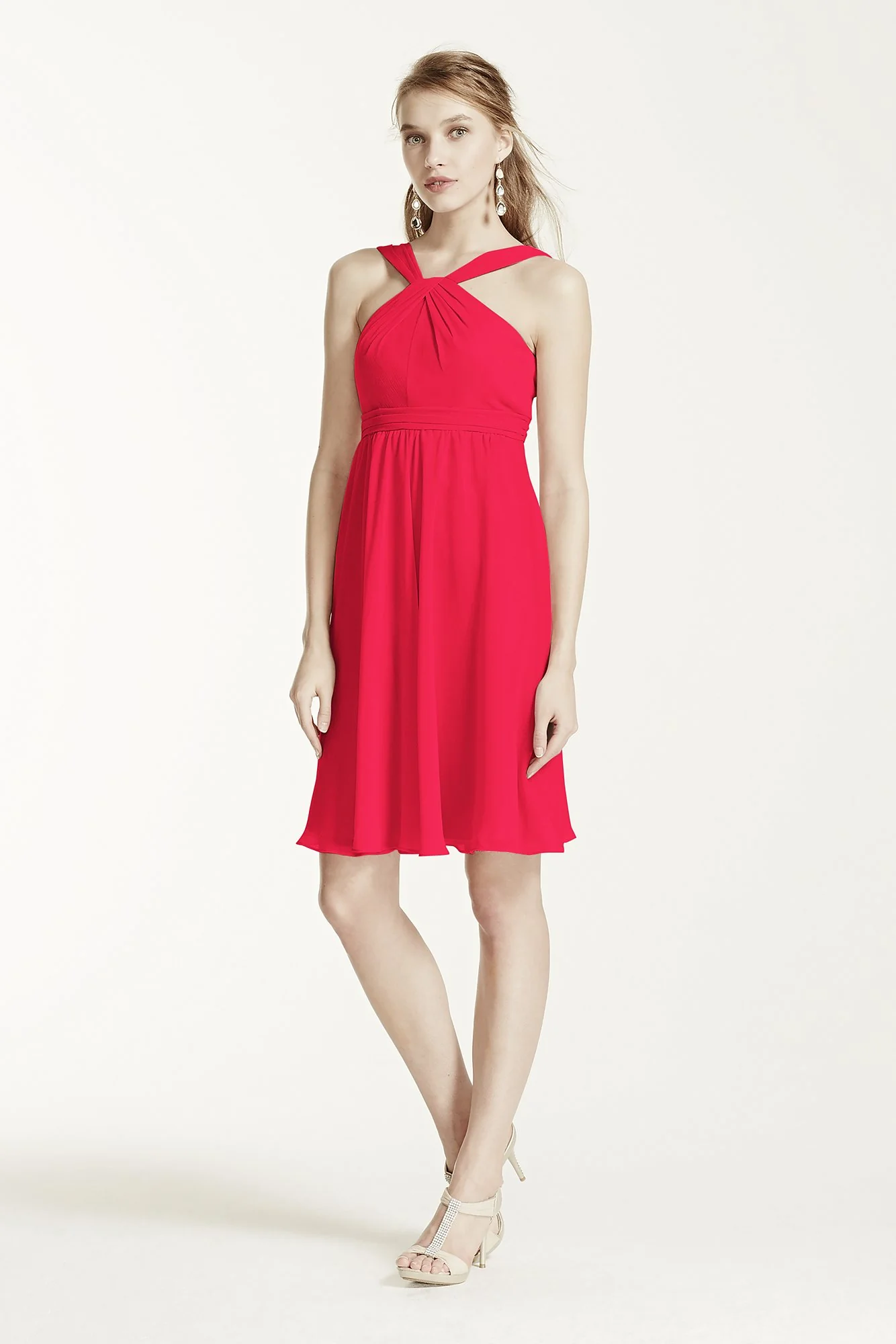 Short Crinkle Chiffon Bridesmaid Dress with Halter - Image 12