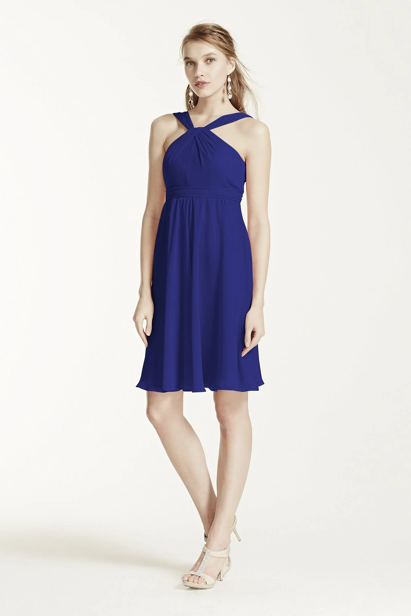 Short Crinkle Chiffon Bridesmaid Dress with Halter - Image 22