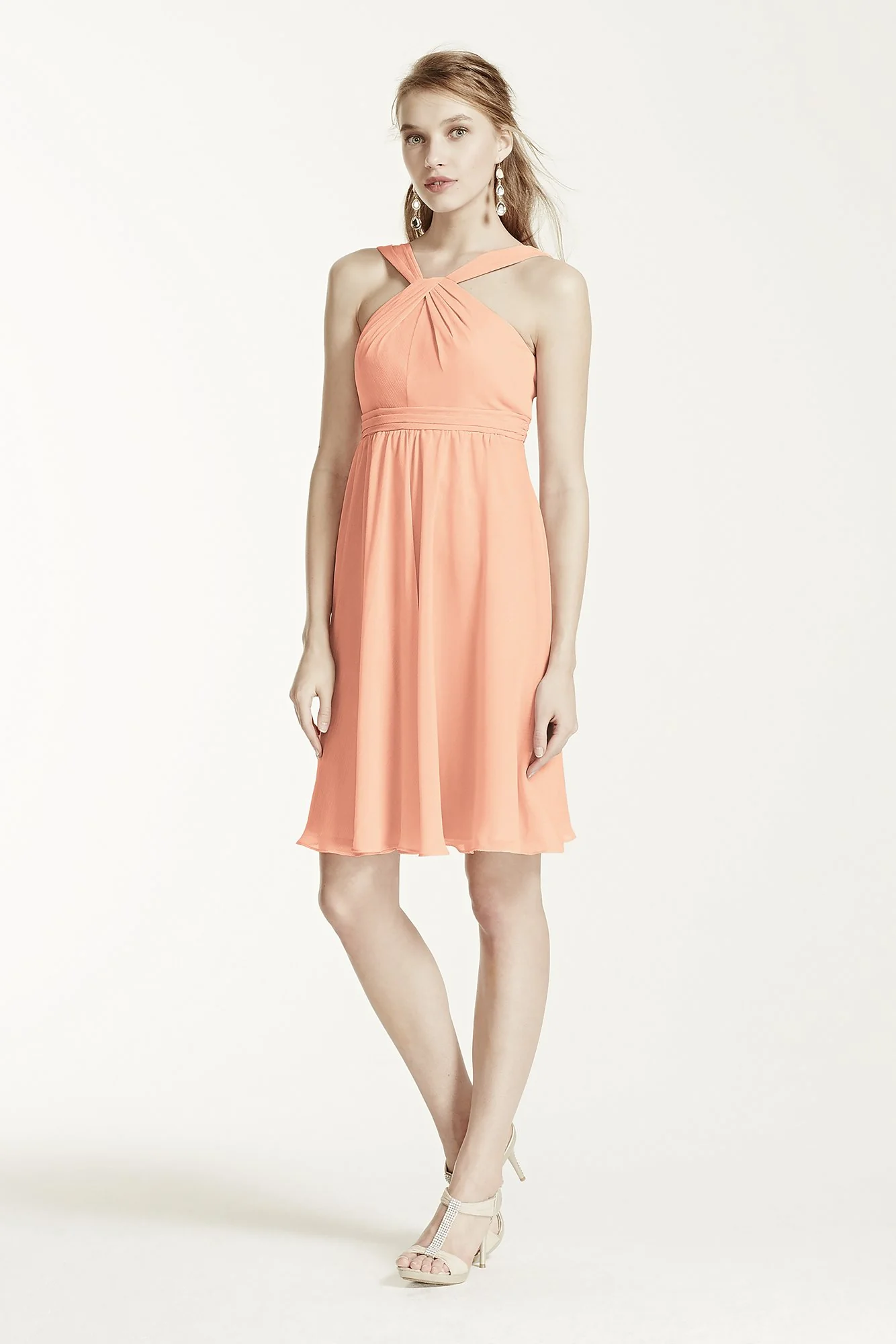 Short Crinkle Chiffon Bridesmaid Dress with Halter - Image 35