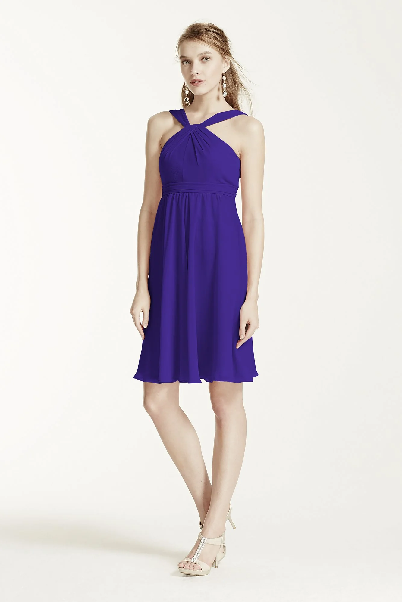 Short Crinkle Chiffon Bridesmaid Dress with Halter - Image 43