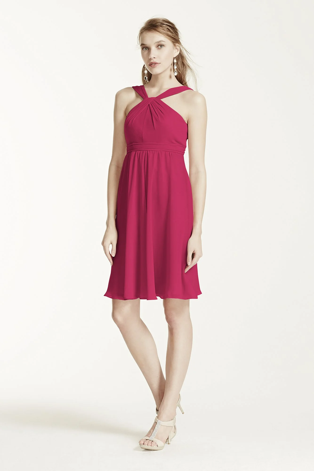 Short Crinkle Chiffon Bridesmaid Dress with Halter - Image 50