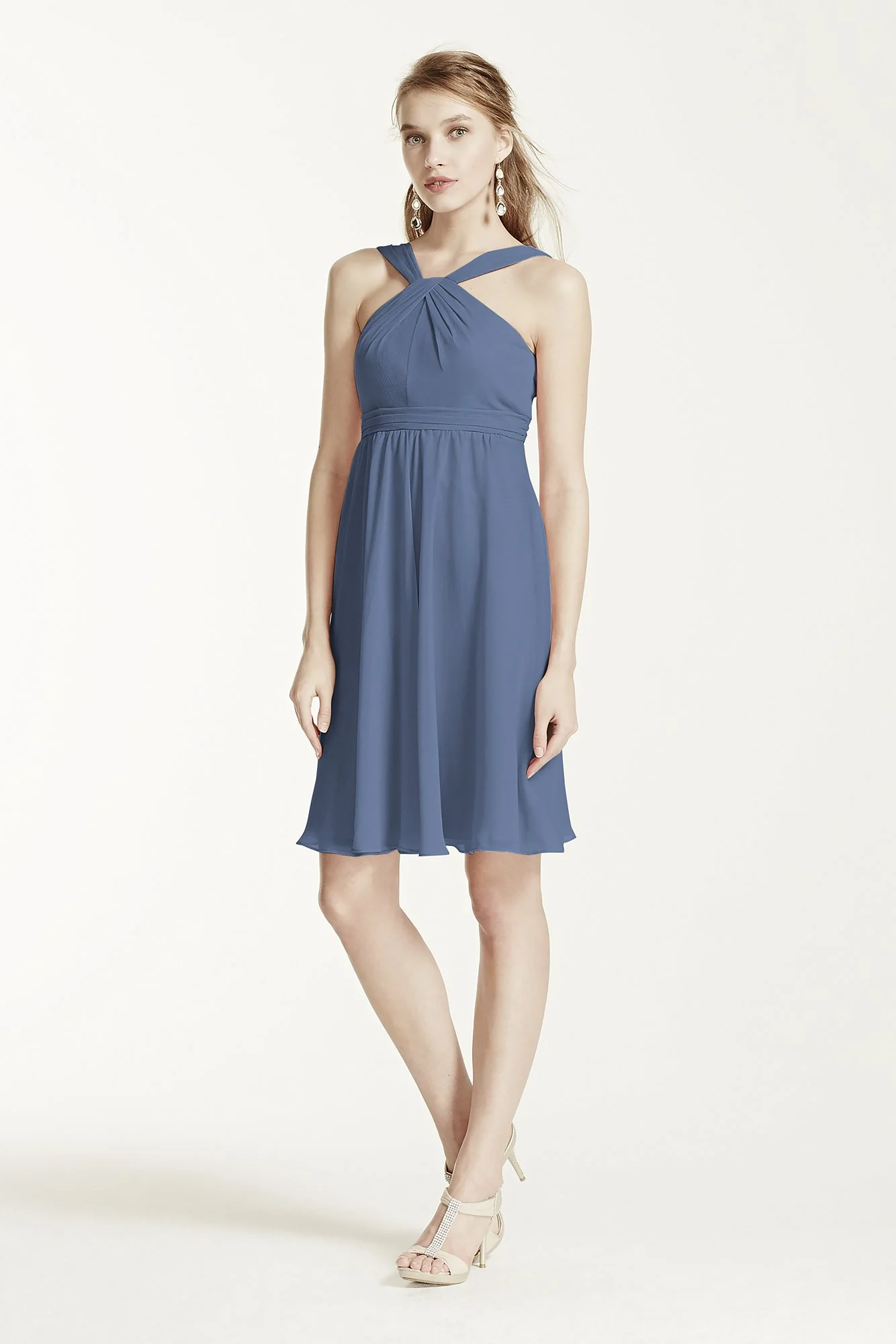 Short Crinkle Chiffon Bridesmaid Dress with Halter - Image 51