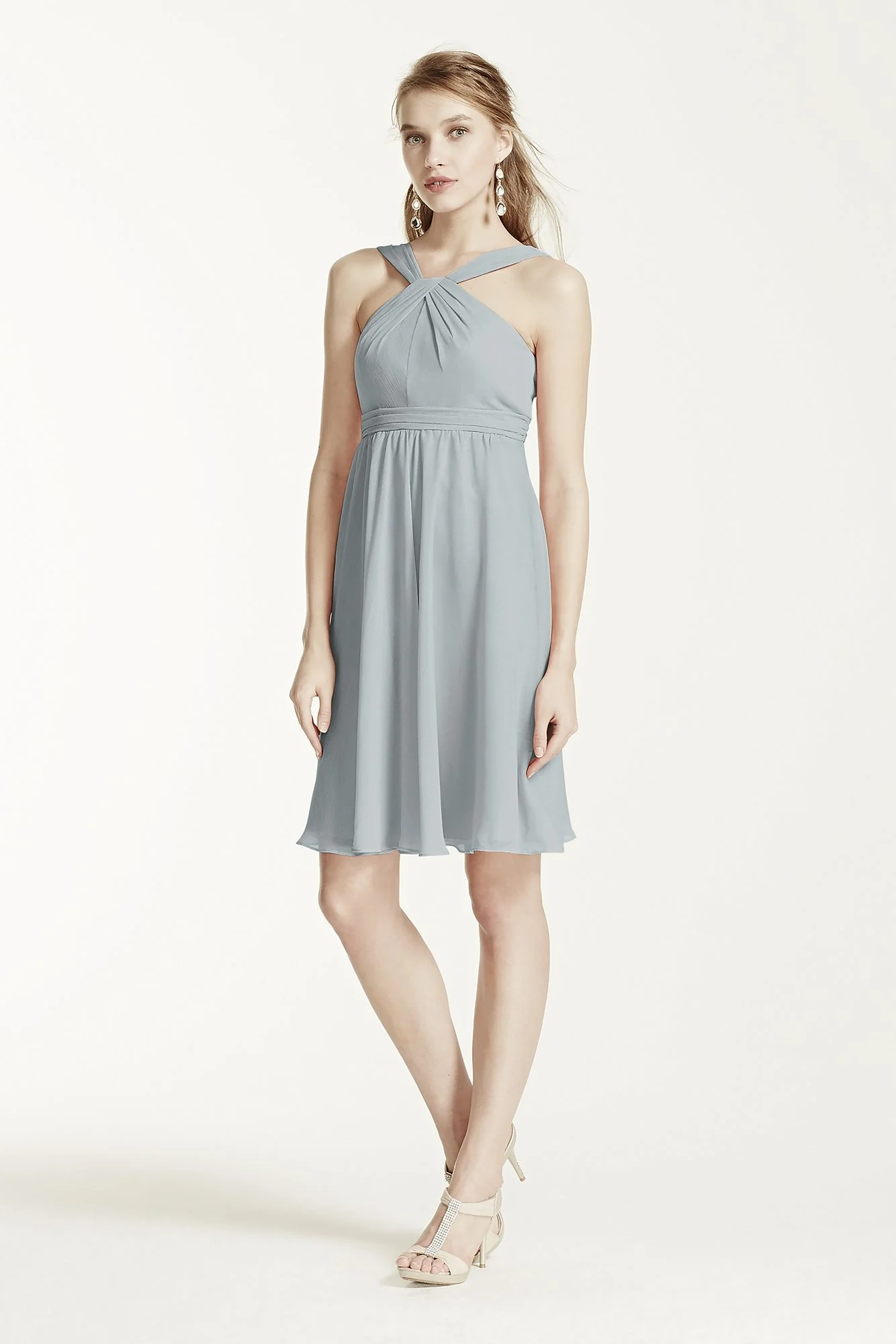 Short Crinkle Chiffon Bridesmaid Dress with Halter - Image 55