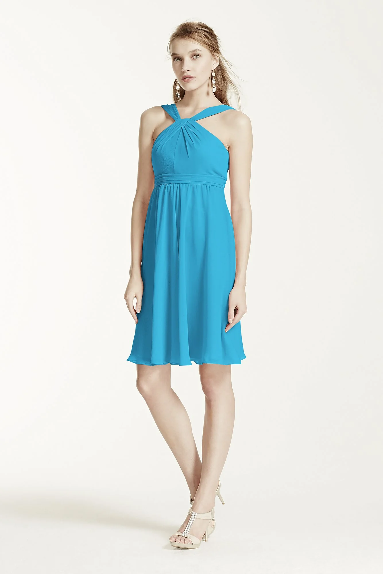 Short Crinkle Chiffon Bridesmaid Dress with Halter - Image 56