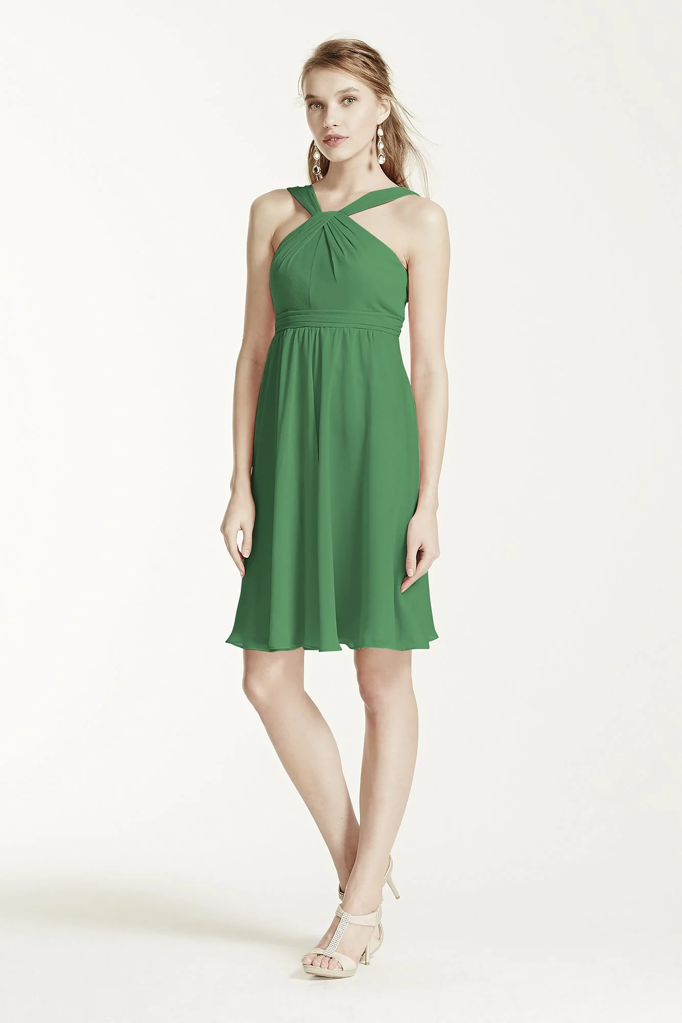 Short Crinkle Chiffon Bridesmaid Dress with Halter - Image 57
