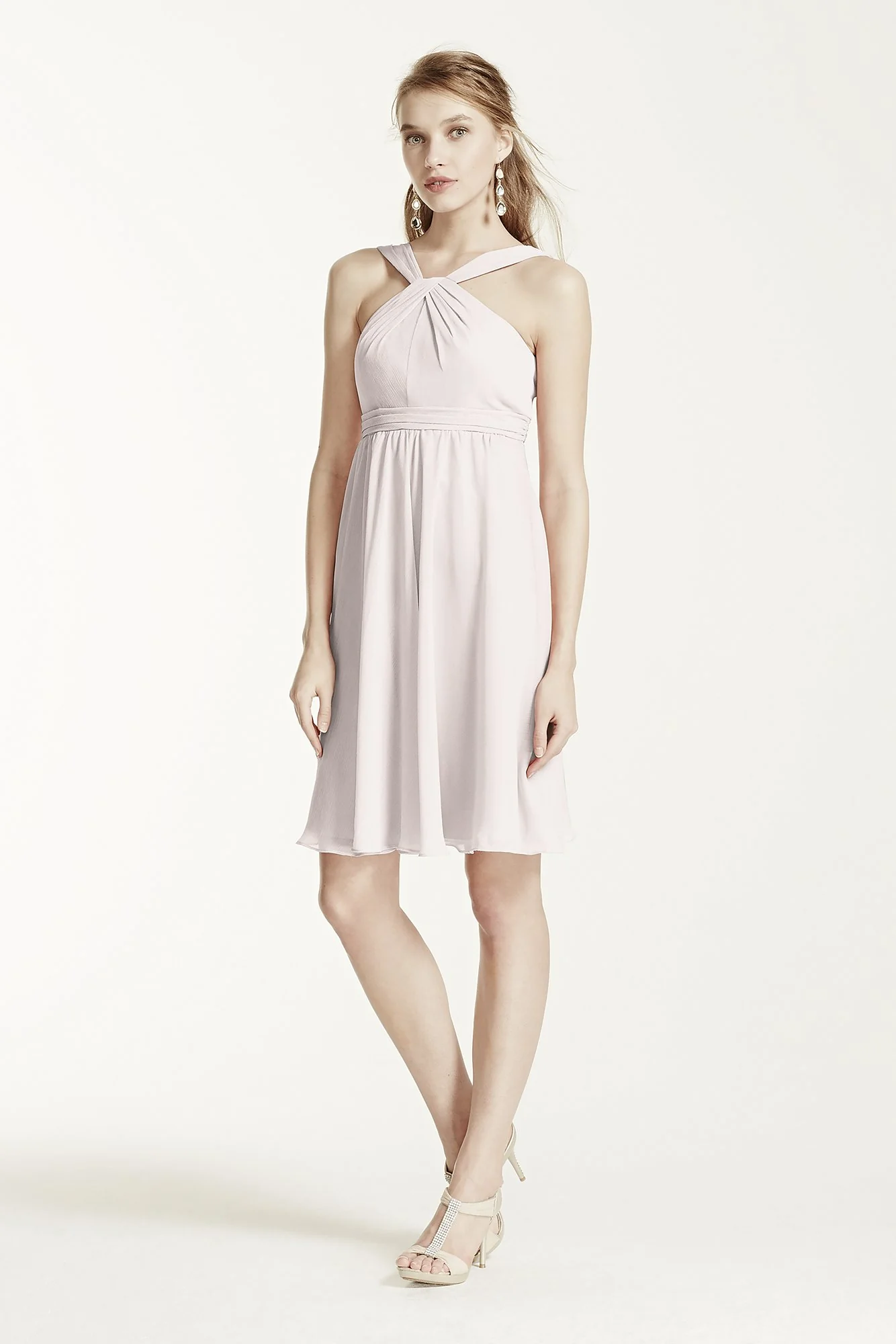 Short Crinkle Chiffon Bridesmaid Dress with Halter - Image 61