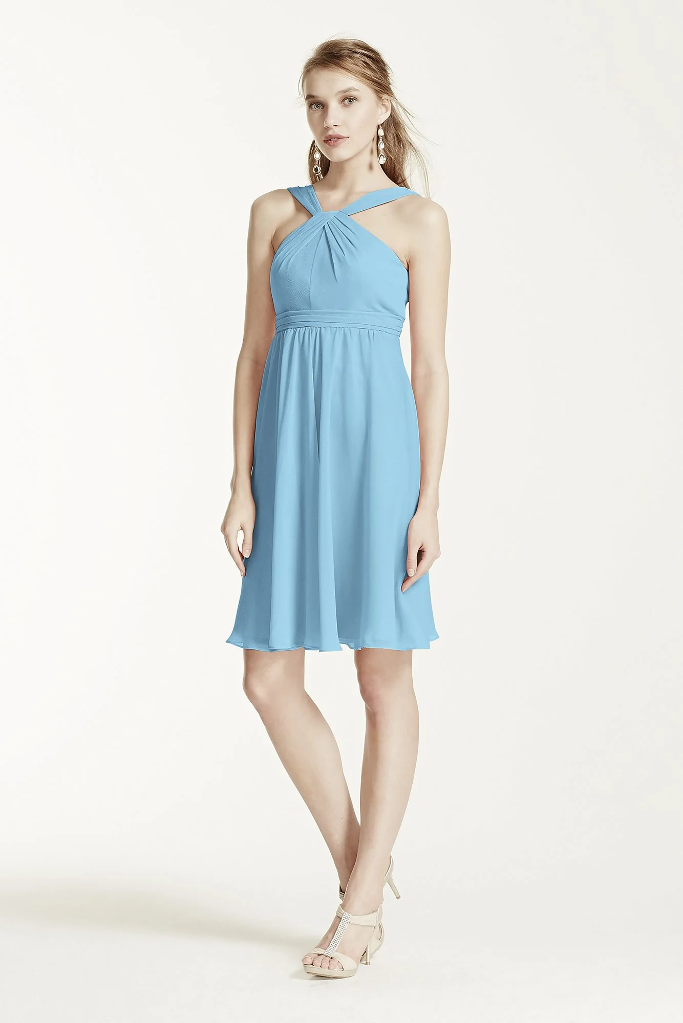 Short Crinkle Chiffon Bridesmaid Dress with Halter - Image 72