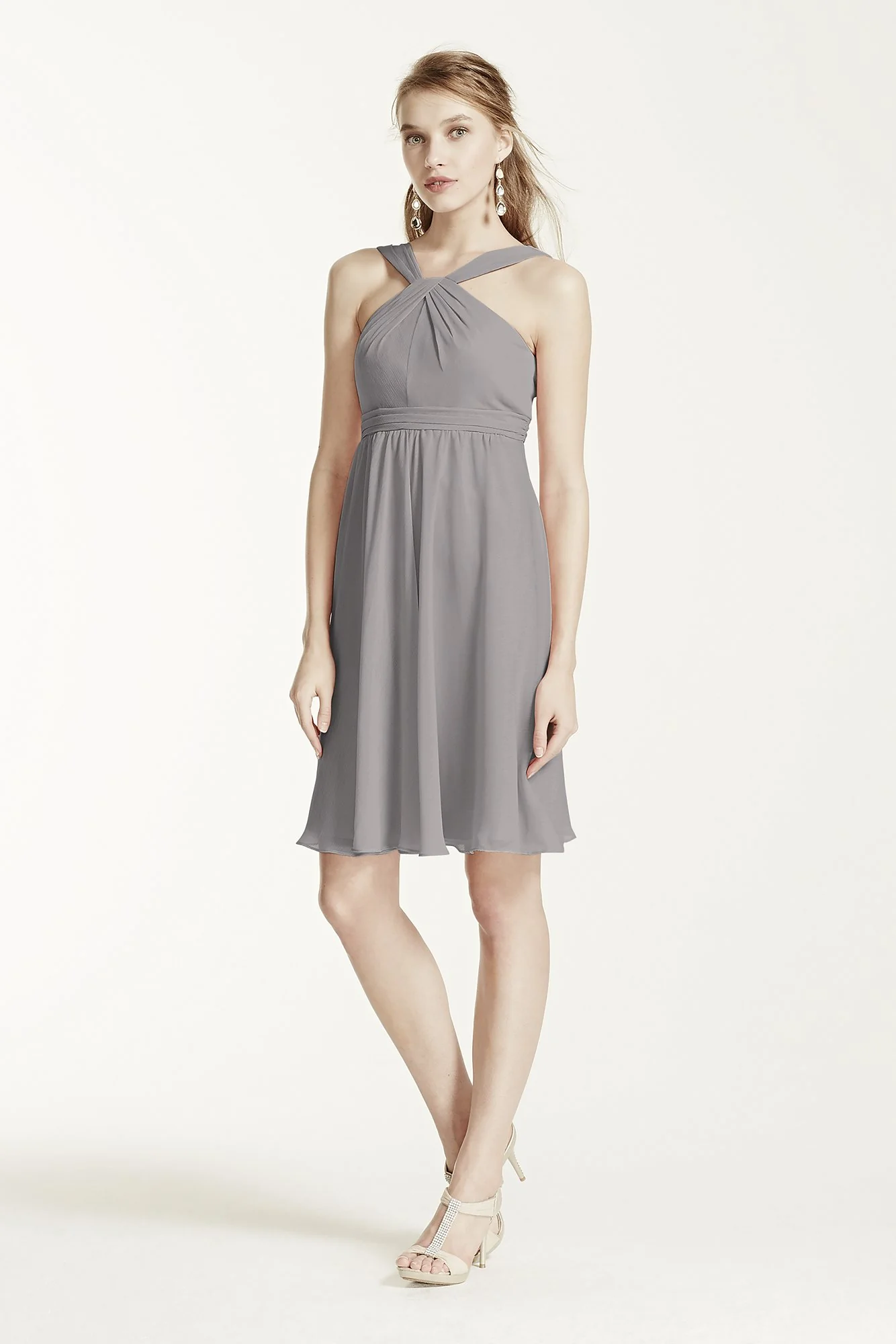 Short Crinkle Chiffon Bridesmaid Dress with Halter - Image 74