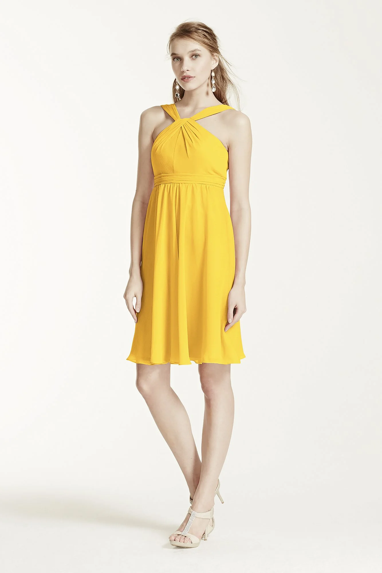 Short Crinkle Chiffon Bridesmaid Dress with Halter - Image 78