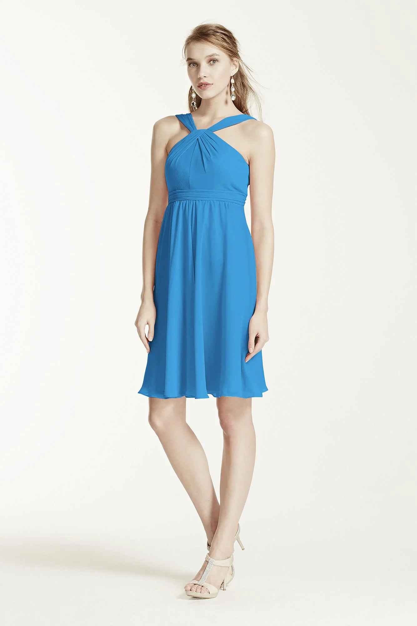 Short Crinkle Chiffon Bridesmaid Dress with Halter - Image 79