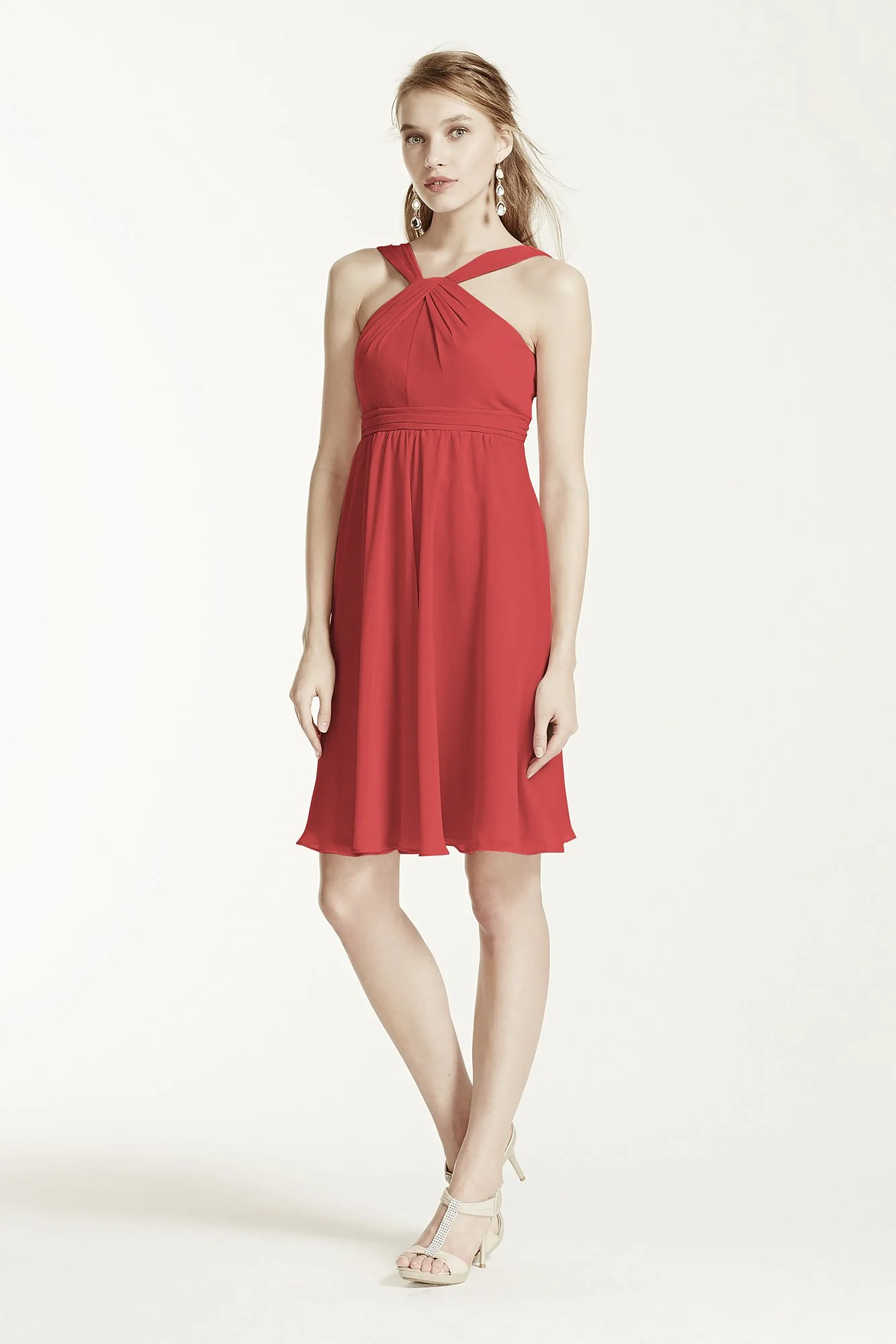 Short Crinkle Chiffon Bridesmaid Dress with Halter - Image 8