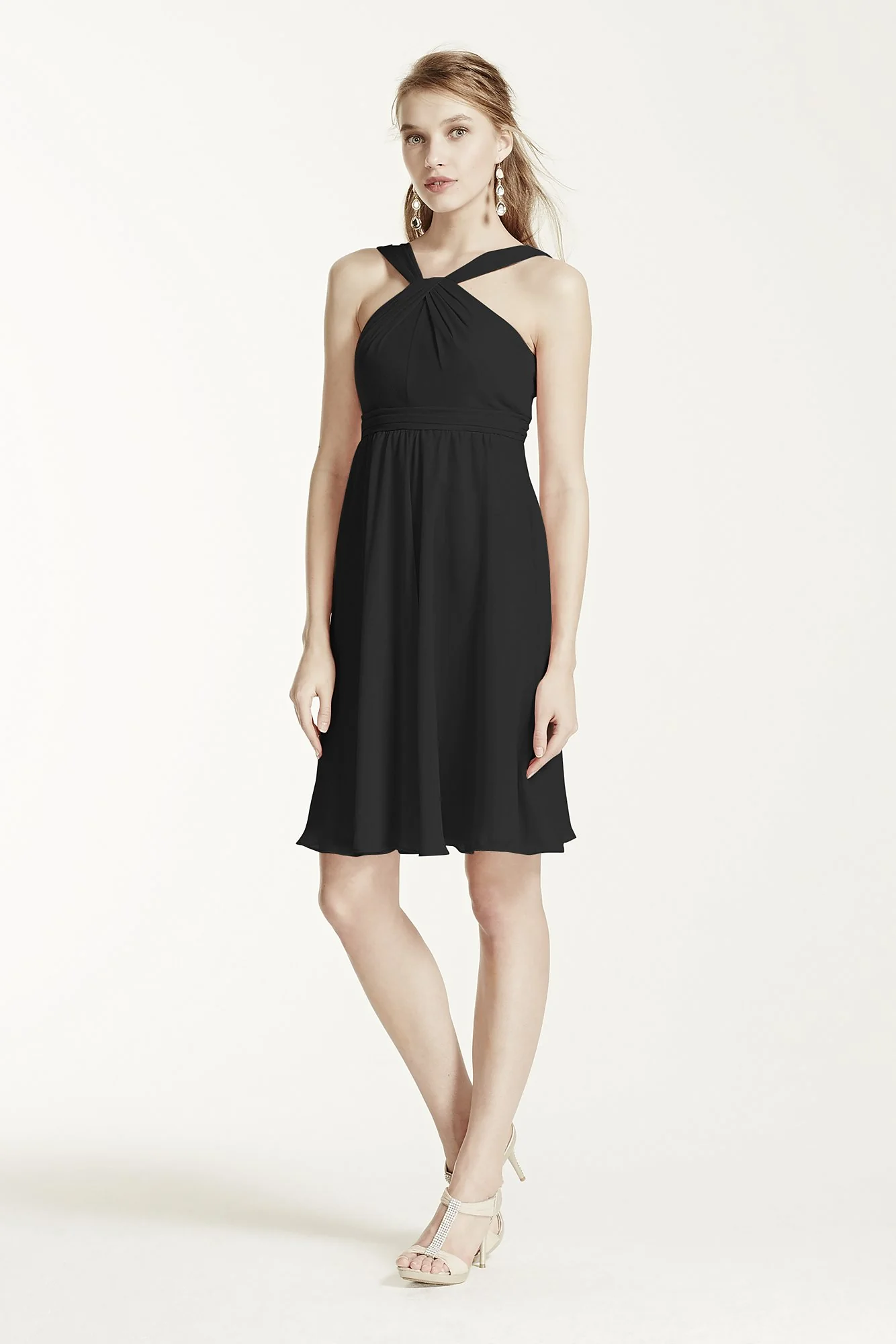 Short Crinkle Chiffon Bridesmaid Dress with Halter - Image 80
